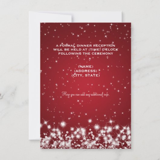 Hochzeitsempfang Winter Sparkle Red Einladung (Vorderseite)