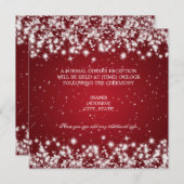 Hochzeitsempfang Winter Sparkle Red Einladung (Vorne/Hinten)