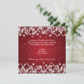 Hochzeitsempfang Winter Sparkle Red Einladung (Stehend Vorderseite)