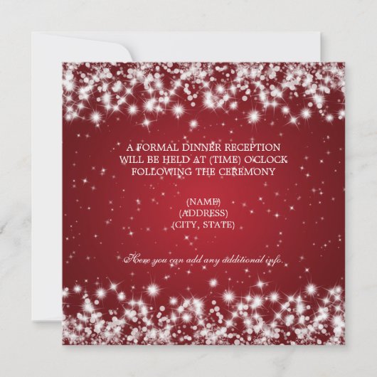 Hochzeitsempfang Winter Sparkle Red Einladung (Vorderseite)