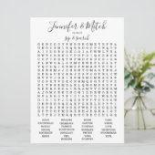 Hochzeitsempfang Word Search Game, Custom Game Einladung (Stehend Vorderseite)