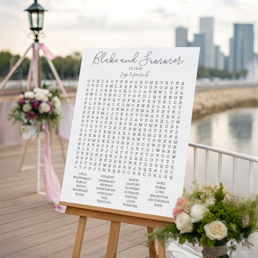 Hochzeitsempfang Word Search Game, Custom Game Einladung