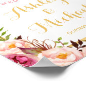 Hochzeitsempfang Zeichen Eleganter Chic Floral Gol Poster (Ecke)