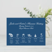 Hochzeitsempfang Zeitplan in Marineblau Programm (Stehend Vorderseite)