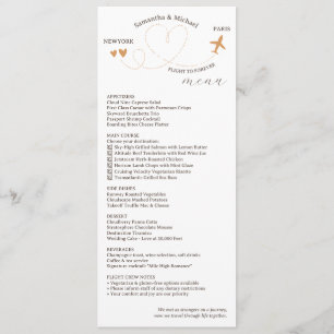 Hochzeitsempfangs-Dinner im Reisethema Menükarte