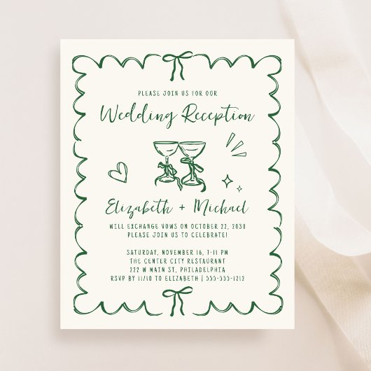 Hochzeitsempfangs-Einladung mit welligem Rahmen im