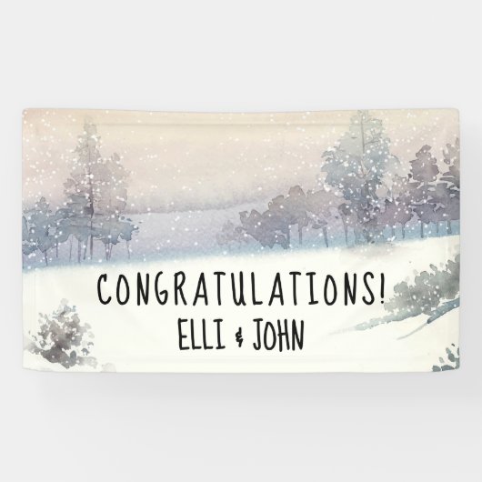 Hochzeitsempfangsbanner Winter Blau und Weiß Banner (Horizontal)