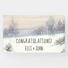 Hochzeitsempfangsbanner Winter Blau und Weiß Banner