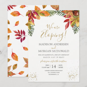 Hochzeitsempfangseinladung zur Flucht im Herbstlau Einladung