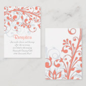 Hochzeitsempfangskarte Abstrakte Blumenkoralle Gra Begleitkarte (Vorne/Hinten)