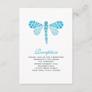 Hochzeitsempfangskarte Blau-Weiße Libelle Begleitkarte