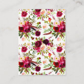 Hochzeitsempfangskarte - Burgunder Blüte, Federn Begleitkarte (Rückseite)