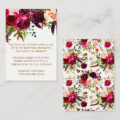 Hochzeitsempfangskarte - Burgunder Blüte, Federn Begleitkarte (Vorne/Hinten)