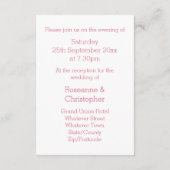 Hochzeitsempfangskarte Rosa Herz Begleitkarte (Rückseite)