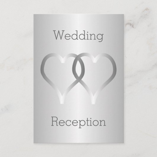 Hochzeitsempfangskarte Silberherz Begleitkarte (Vorderseite)