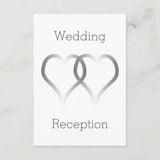 Hochzeitsempfangskarte Silberherz Begleitkarte (Vorderseite)