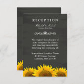 Hochzeitsempfangskarte Sonnenblumen Chalkboard Begleitkarte (Vorne/Hinten)