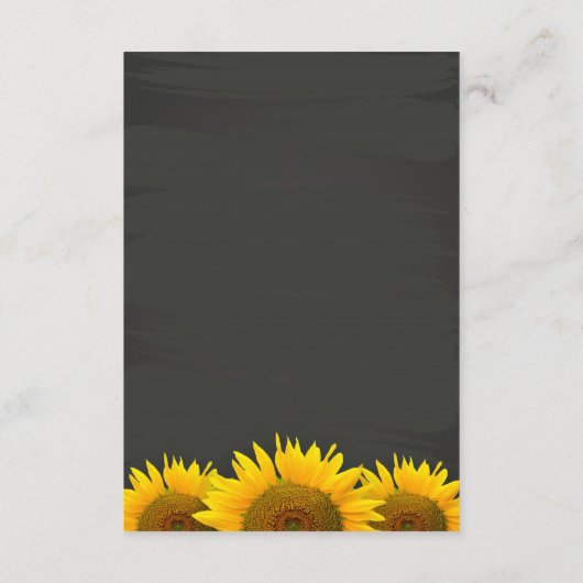 Hochzeitsempfangskarte Sonnenblumen Chalkboard Begleitkarte (Rückseite)