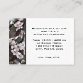 Hochzeitsempfangskarten. Begleitkarte (Rückseite)