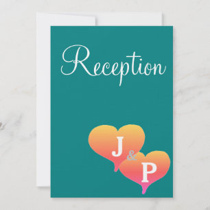 Hochzeitsempfangskarten mit Tealgrünem Monogramm u Einladung