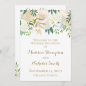 Hochzeitsempfangsprogramme für Gold und Weiße Blum Programm (Vorne/Hinten)