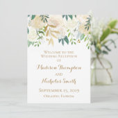 Hochzeitsempfangsprogramme für Gold und Weiße Blum Programm (Stehend Vorderseite)