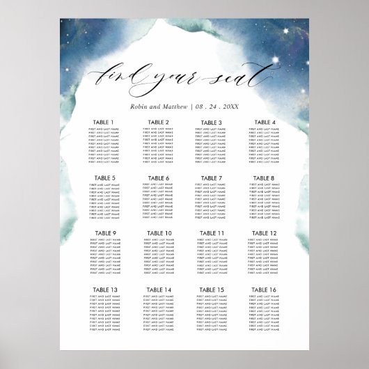Hochzeitsempfehlung 16 Seatekartenzeichen Poster (Vorne)