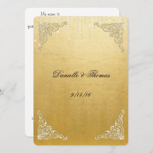 Hochzeitsempfehlung Comment Card Gold Foil Glitzer Hinweiskarte (Vorne/Hinten)