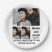 Hochzeitsempfehlung custom 3 Foto Collage Pappteller (Vorderseite)