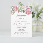 Hochzeitsempfehlung für Burgund Rosa Rose Einladung (Stehend Vorderseite)