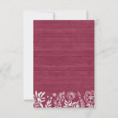 Hochzeitsempfehlung für Burgund Rotes Rustikales B Einladung (Rückseite)