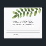 Hochzeitsempfehlung für grünes Wasserblatt<br><div class="desc">trendige und schicke Watercolor Green Blatt Hochzeitstippkarten für Ihre Hochzeitsfeier.</div>