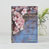 Hochzeitsempfehlung für hübsche Rosa Kirschblüte Einladung (Stehend Vorderseite)