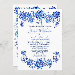 Hochzeitsempfehlung für Navy Blue Floral Einladung