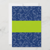 Hochzeitsempfehlung für Navy Blue und Lime Green D Einladung (Rückseite)