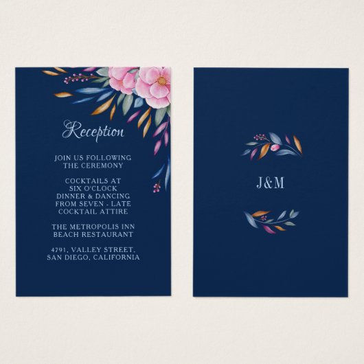 Hochzeitsempfehlung für Navy Blush Pink Floral Mon (Vorne & Hinten)