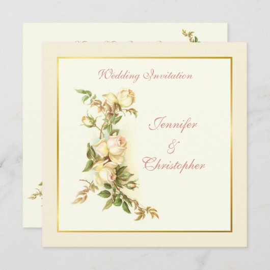 Hochzeitsempfehlung für Rosen Einladung (Vorne/Hinten)