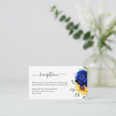 Hochzeitsempfehlung für Royal Blue Rustic Sunflowe Begleitkarte (Stehend Vorderseite)