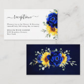 Hochzeitsempfehlung für Royal Blue Rustic Sunflowe Begleitkarte (Vorne/Hinten)