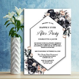Hochzeitsempfehlung für Schwarze Flora Geometrie Einladung