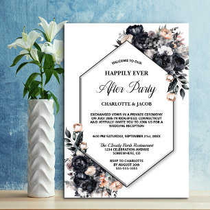 Hochzeitsempfehlung für Schwarze Flora Geometrie Einladung