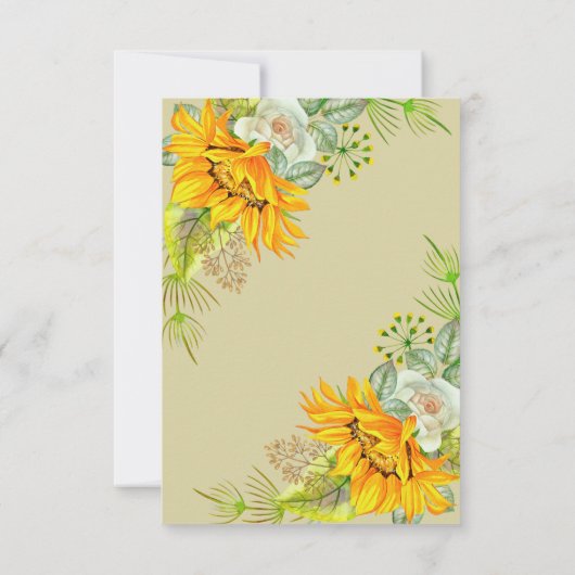 Hochzeitsempfehlung für Sonnenblumen Einladung (Rückseite)