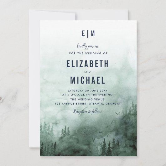 Hochzeitsempfehlung für Wälder Einladung (Vorderseite)