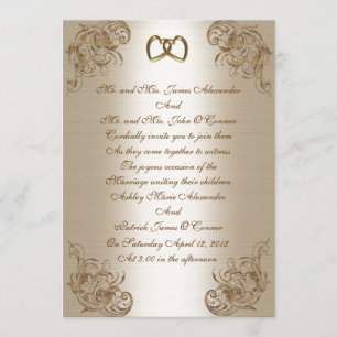 Hochzeitsempfehlung im satinlook goldene Eleganz Einladung