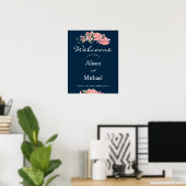Hochzeitsempfehlung mit rosa Blumen Poster (Heimbüro)