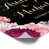 Hochzeitsempfehlung signieren Burgunder Blumenstre Poster (Ecke)