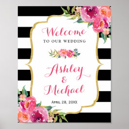 Hochzeitsempfehlung signieren Fuchsia Lila Pink Fl Poster