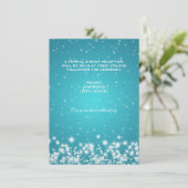 Hochzeitsempfehlung Winter Sparkle Türkis Einladung (Stehend Vorderseite)