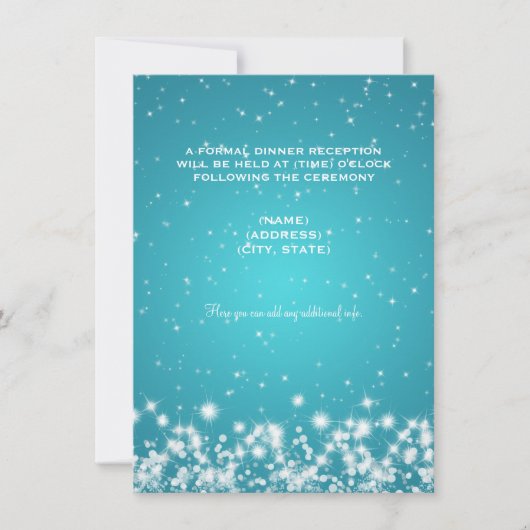 Hochzeitsempfehlung Winter Sparkle Türkis Einladung (Vorderseite)