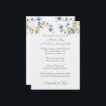 Hochzeitsempfehlung wünscht Blue Watercolor Hinweiskarte<br><div class="desc">Hochzeitsratgeber und wünscht für Ihre Gäste Karten,  die mit schönen blauen Wildblumen dekoriert sind. Was für eine großartige Art,  sich an Ihren besonderen Tag zu erinnern.</div>